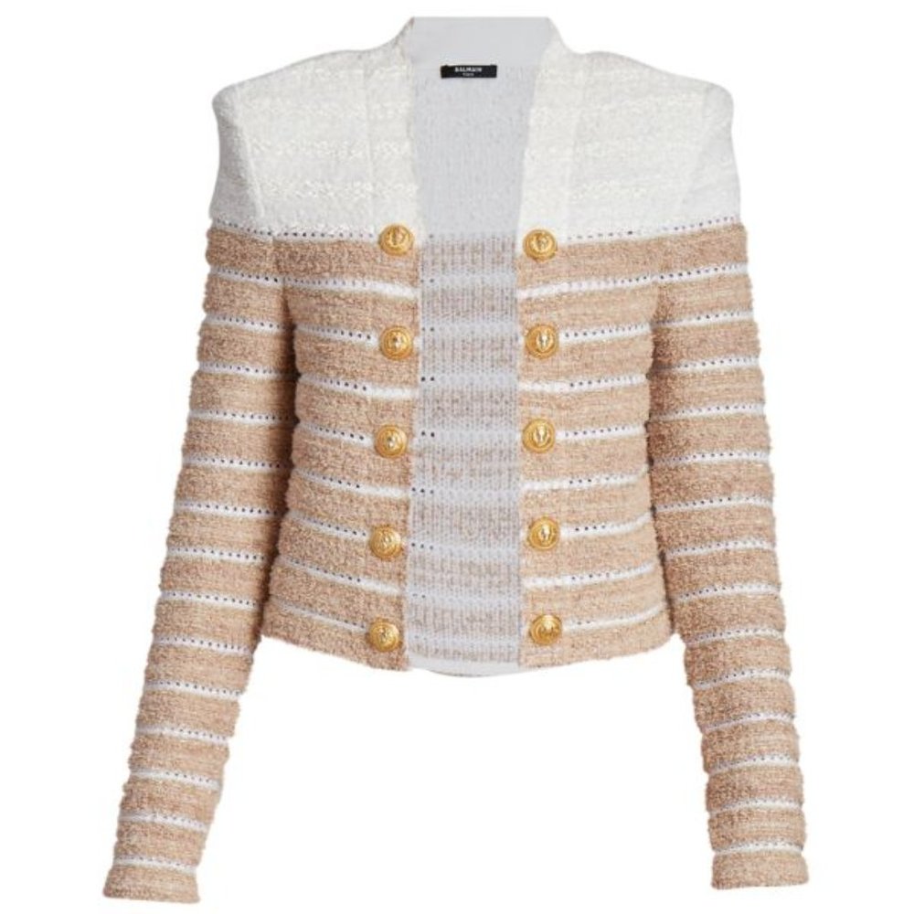 BALMAIN Striped Metallic Tweed Jacket